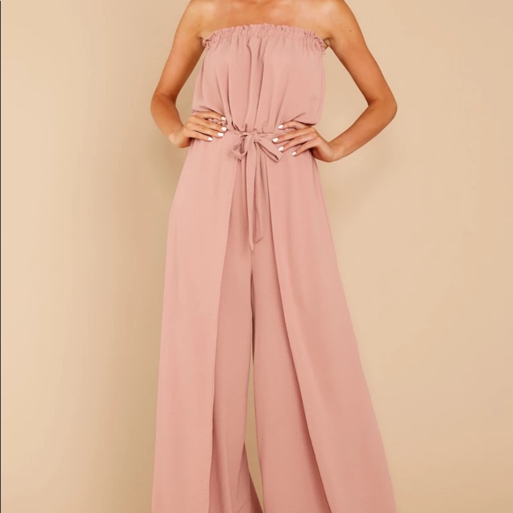 Mauve strapless jumpsuit